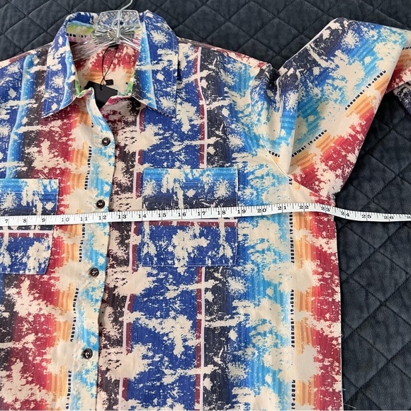 Lucky & Blessed Top Women Large Cactus Embroidered Suede Boho Western Shirt Y - Picture 6 of 7